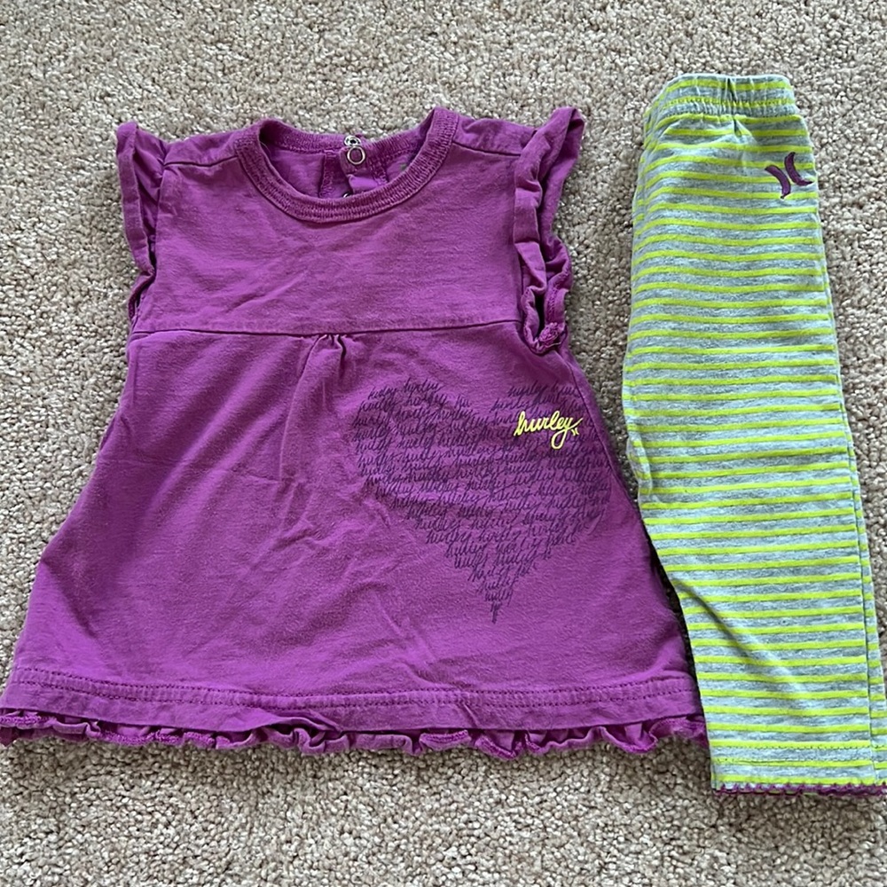 Baby Girl Hurley Outfit 6-9 months